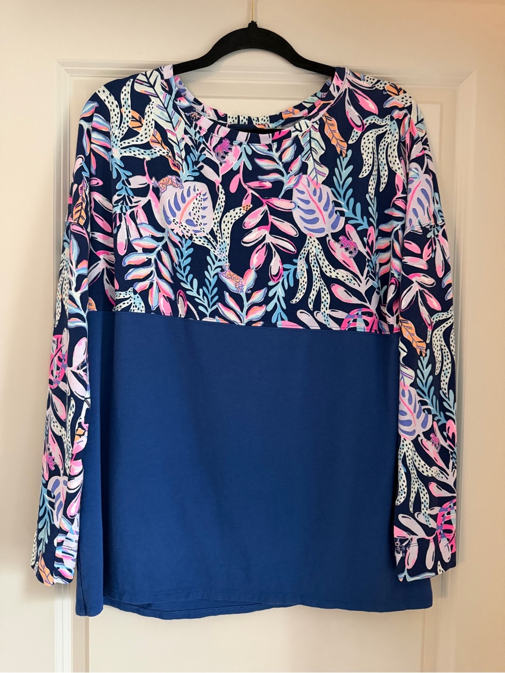 Lilly Pulitzer Navy Floral Long-Sleeve Top